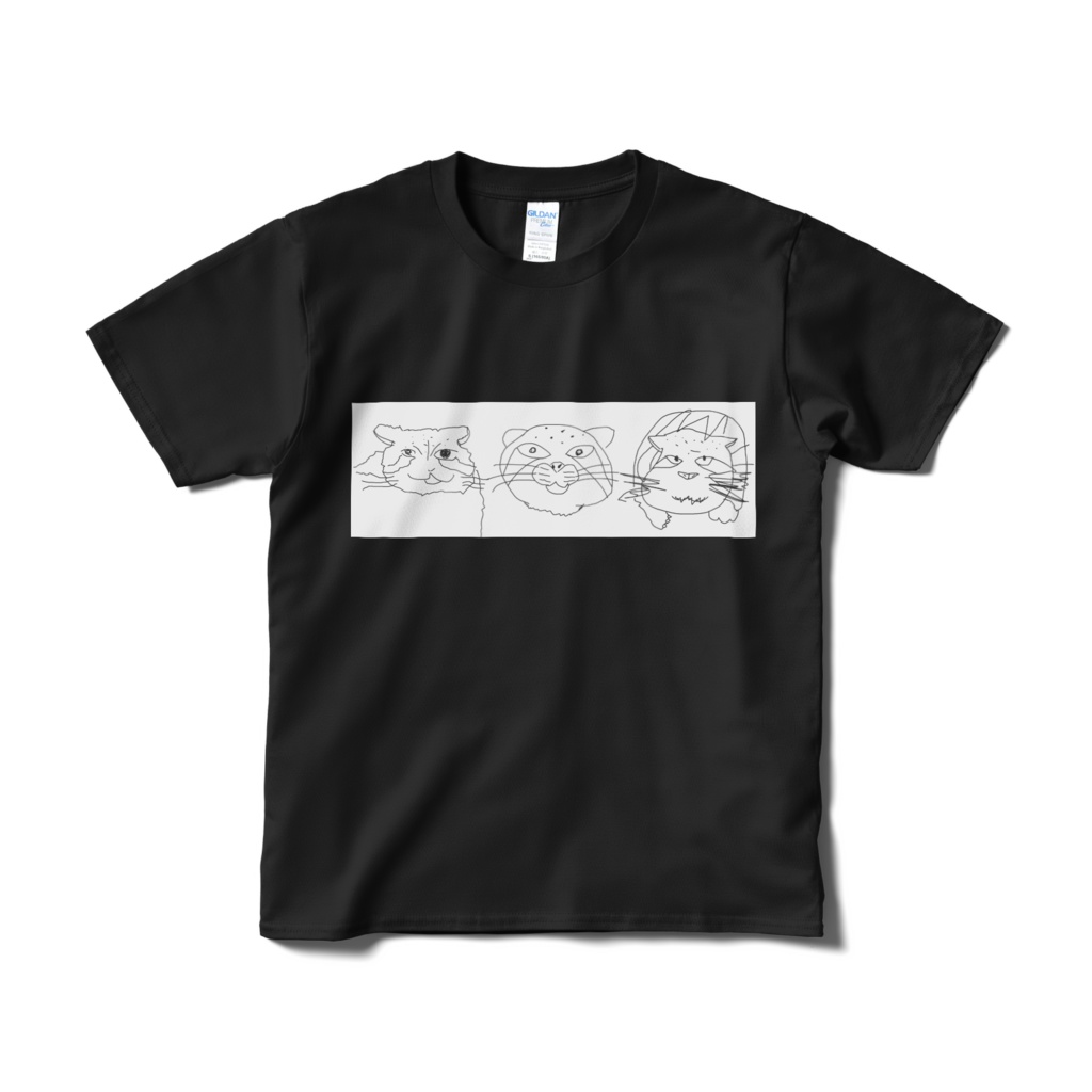 まぬるねこ(?)三銃士Tシャツ 黒&紺