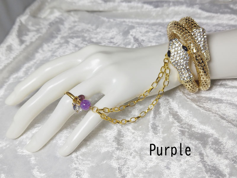 スネークチェーンブレス&ビーズリングG