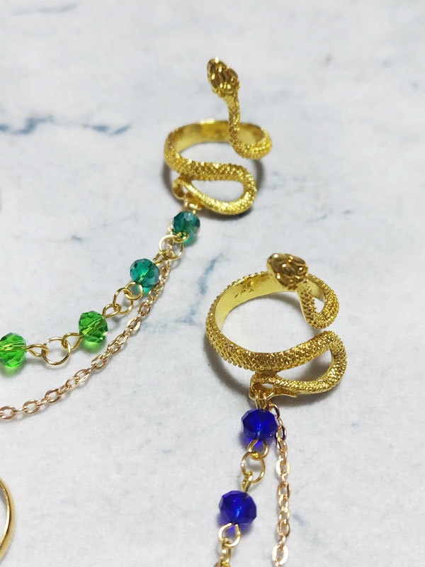 翠蛇と蒼蛇のチェーンリング