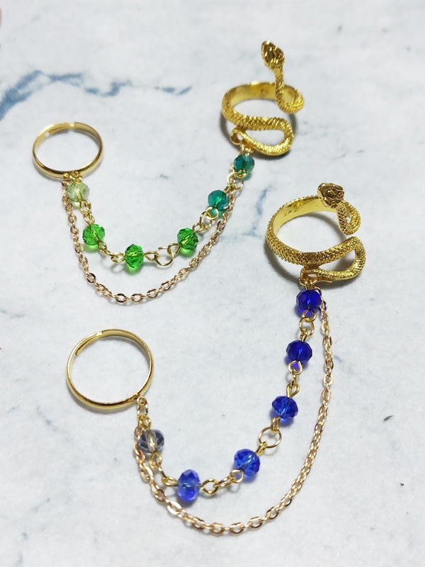  翠蛇と蒼蛇のチェーンリング