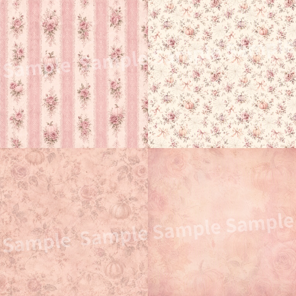 アンティーク調 薔薇×ハロウィン デジタルペーパー20種類セット |ヨーロピアンヴィンテージ|Antique Rose×Halloween Digital Papers 20-Set