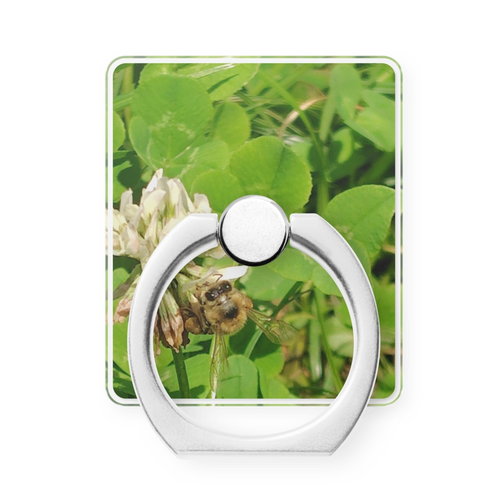【スマホリング】シロナツメグサと蜜蜂