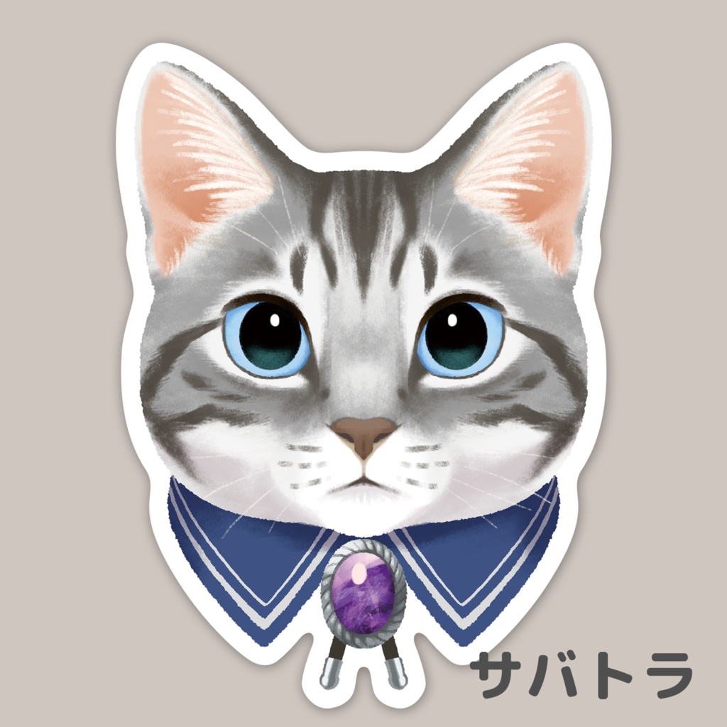 猫顔ステッカー
