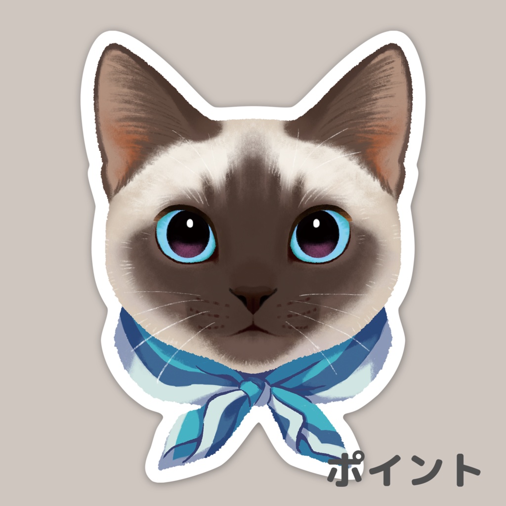 猫顔ステッカー