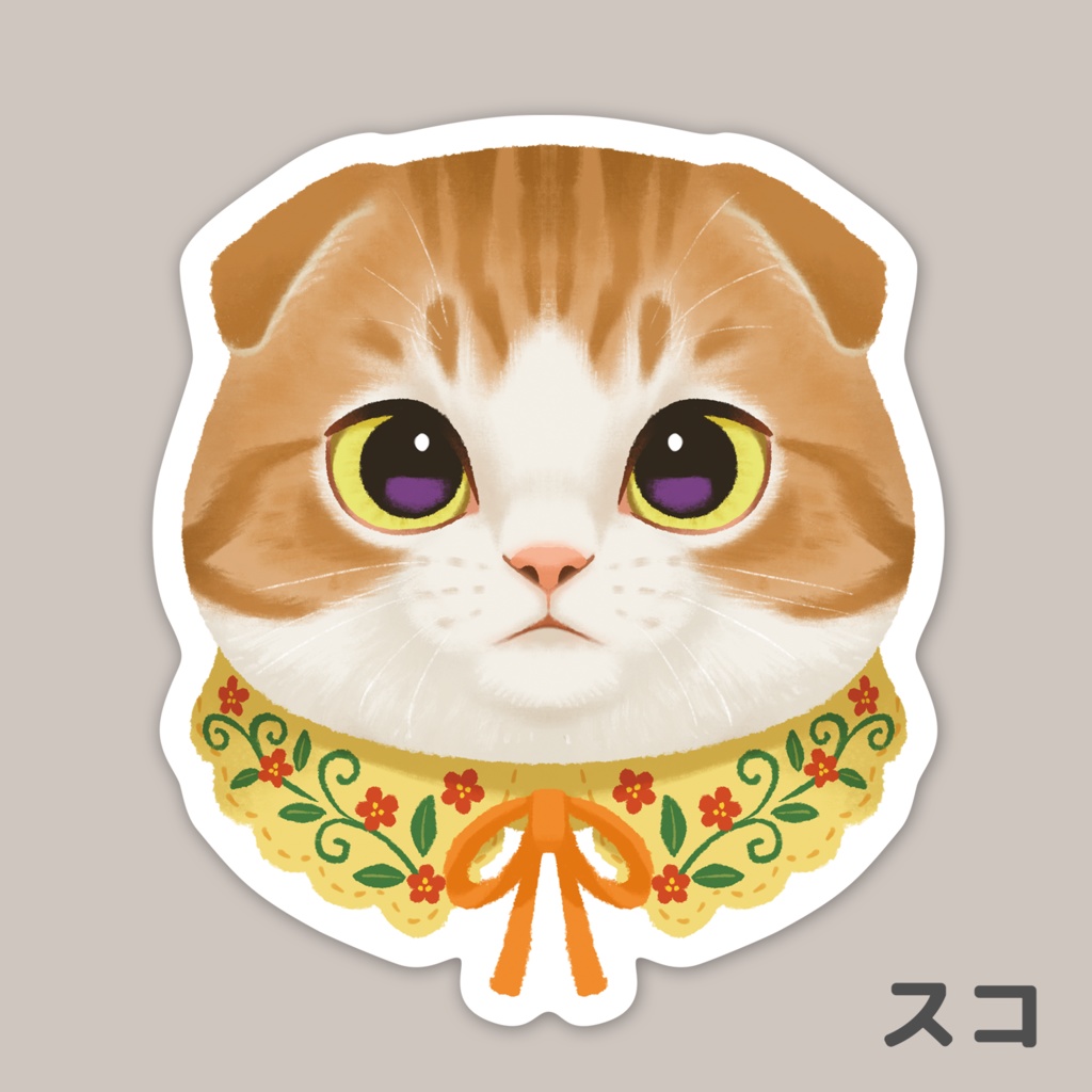 猫顔ステッカー