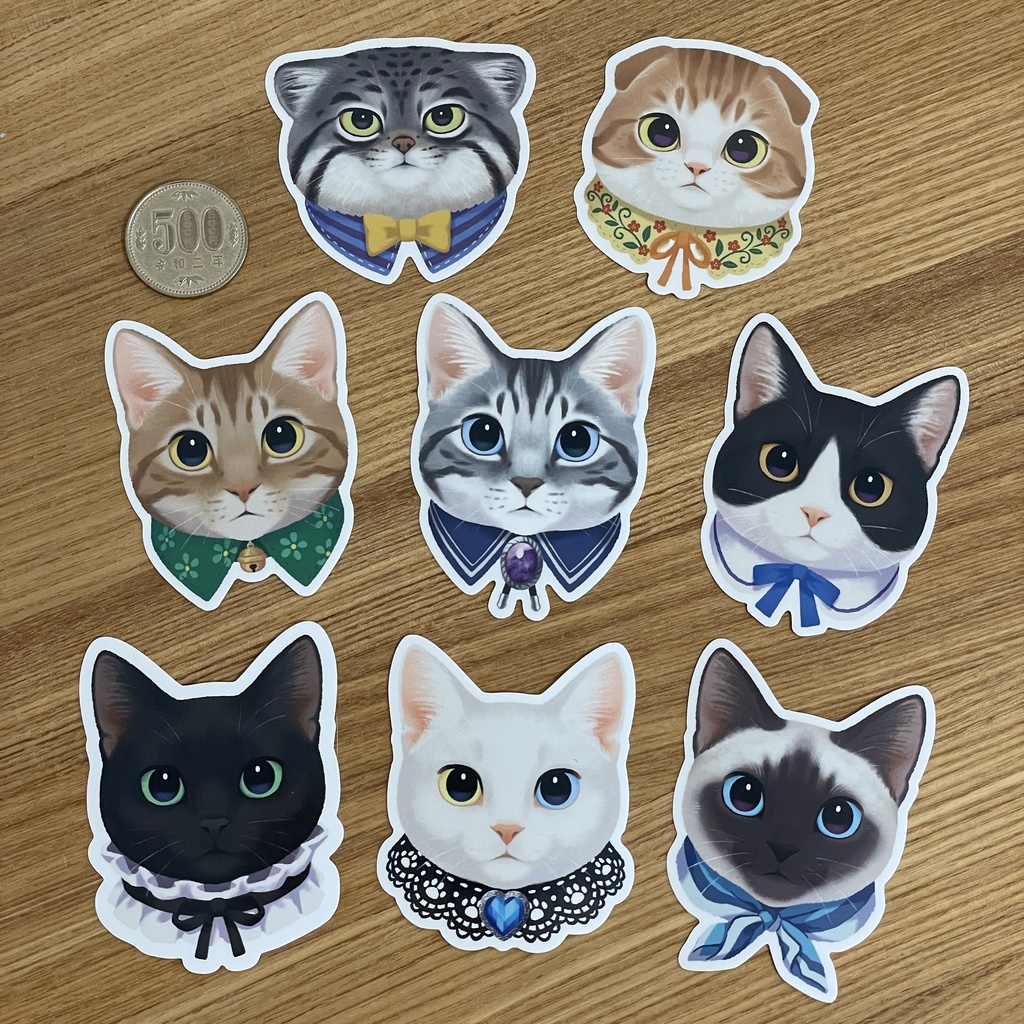 猫顔ステッカー