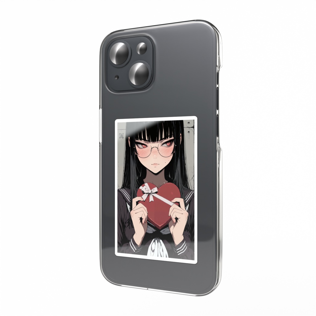 チョコを渡すのに照れる姫カットガール