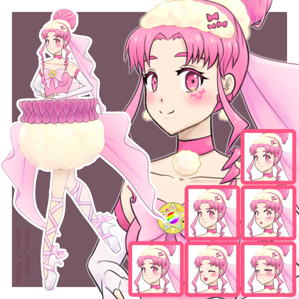 【TRPG立ち絵素材】バレリーナ風魔法少女(表情7種)