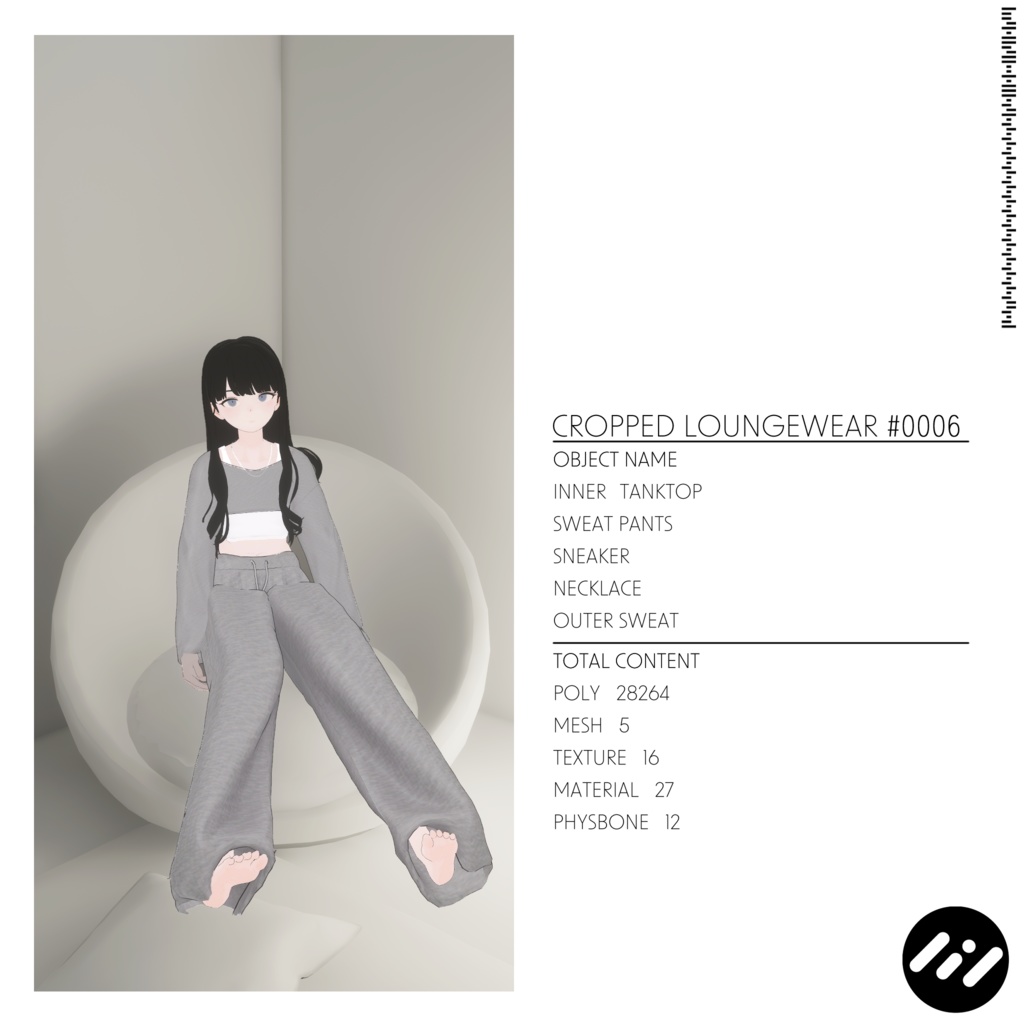 【4アバター対応】Cropped Loungewear #0006