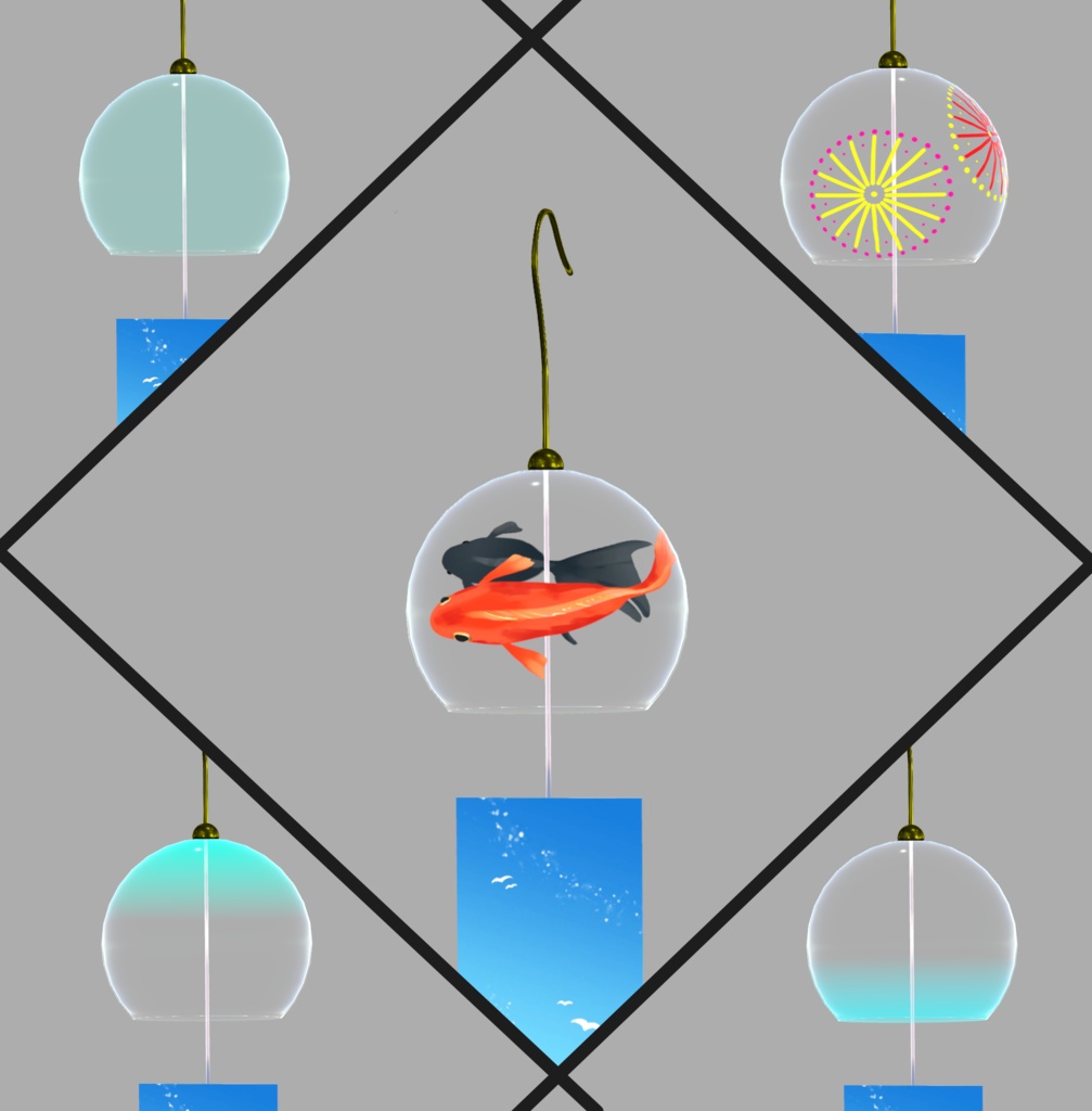 【VRChat想定】風鈴ピアス~Wind Chime Earring~【複数パターンあり】