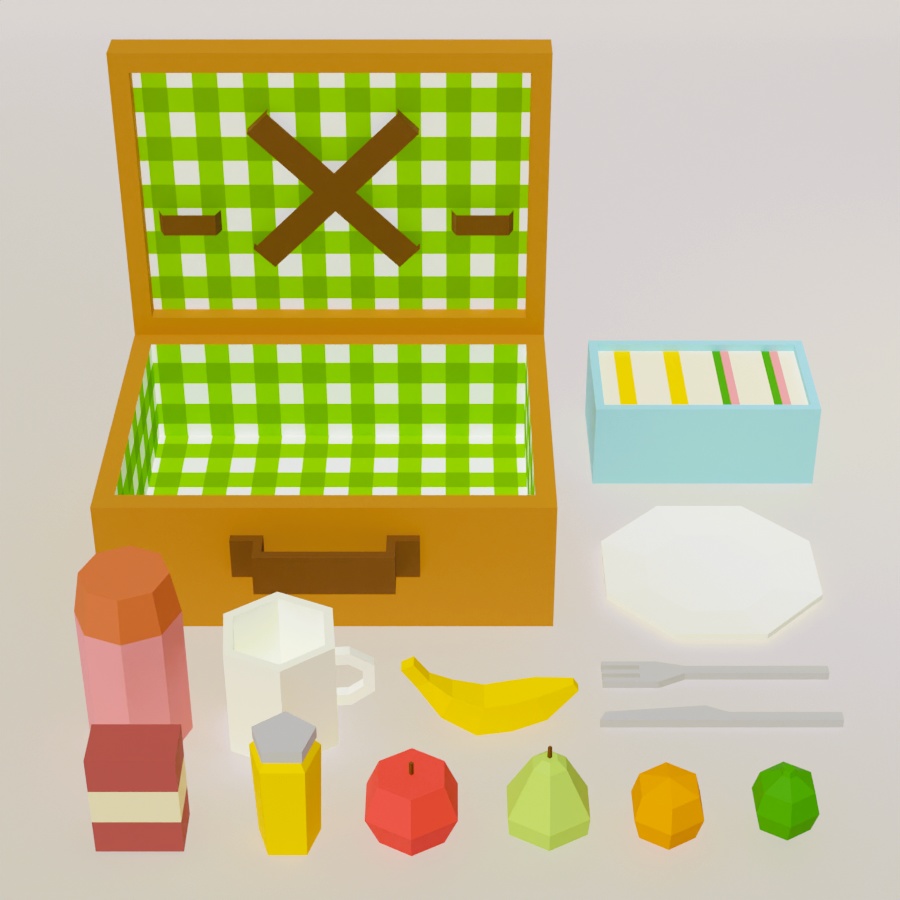 ローポリ ピクニックバスケット