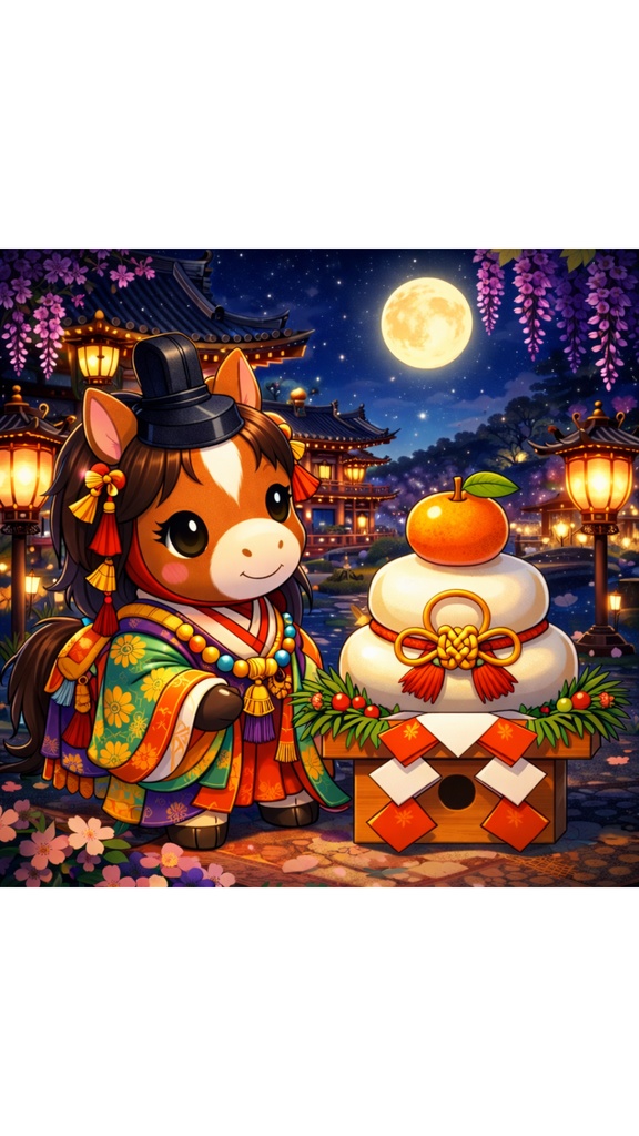 年賀ビジュアル昼・夜セット/鏡餅と祈りの時間