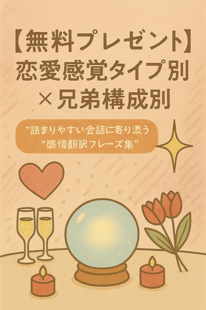 無料プレゼント】恋愛感覚タイプ別 × 兄弟構成別“感情翻訳フレーズ集