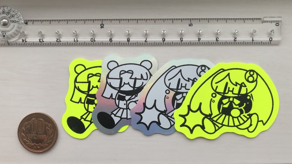 オリジナルステッカー 蛍光イエロー ホログラム