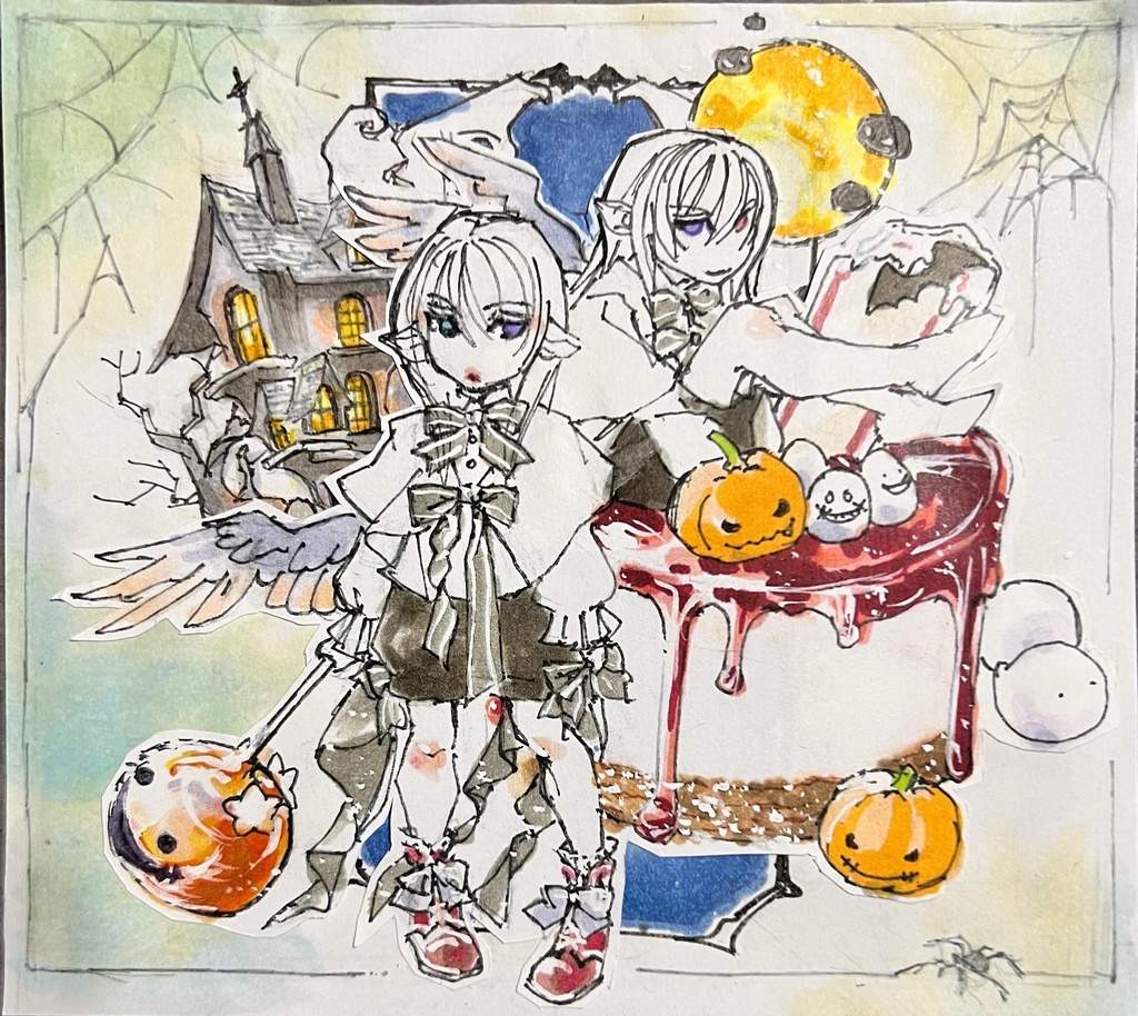 HELLOWEENミニキャラ色紙。