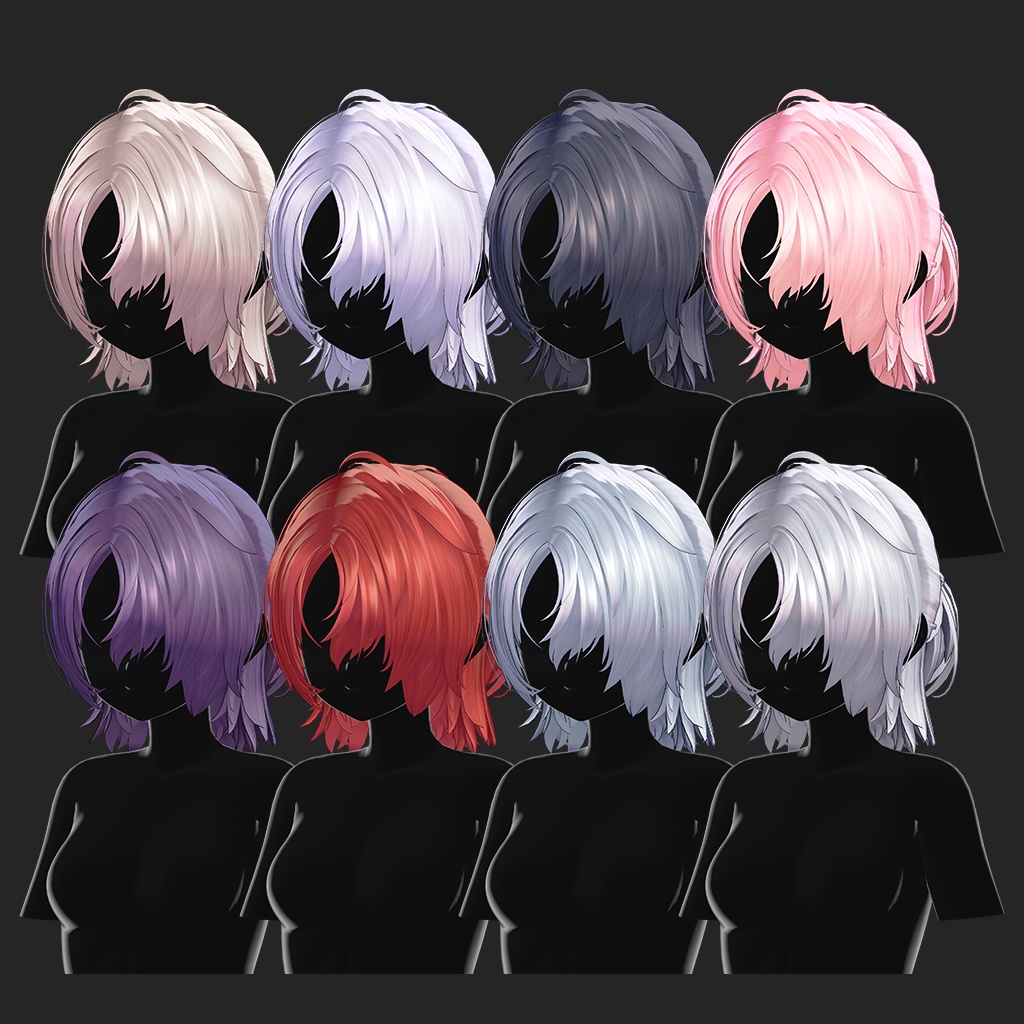 【12 avatars / VRC Hair】Downer Half Up Hair
