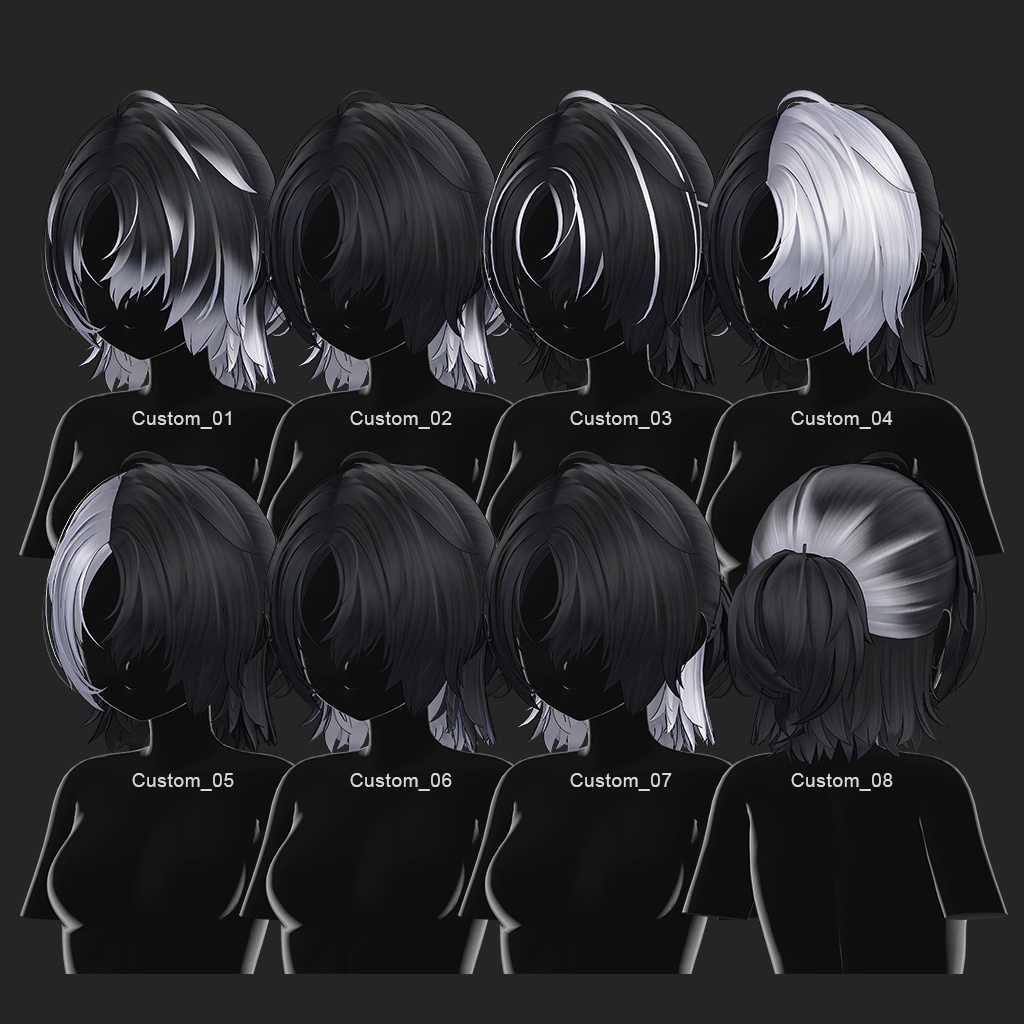 【12 avatars / VRC Hair】Downer Half Up Hair