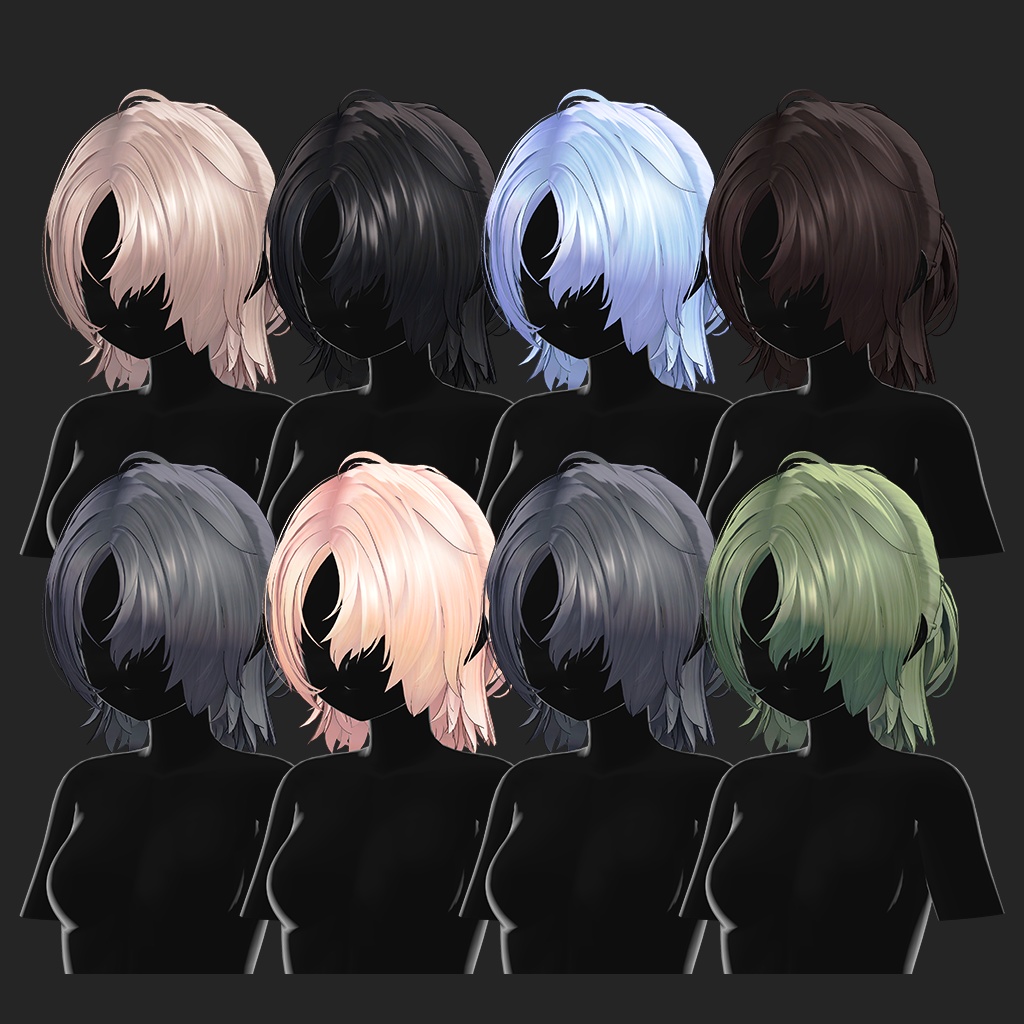 【12 avatars / VRC Hair】Downer Half Up Hair