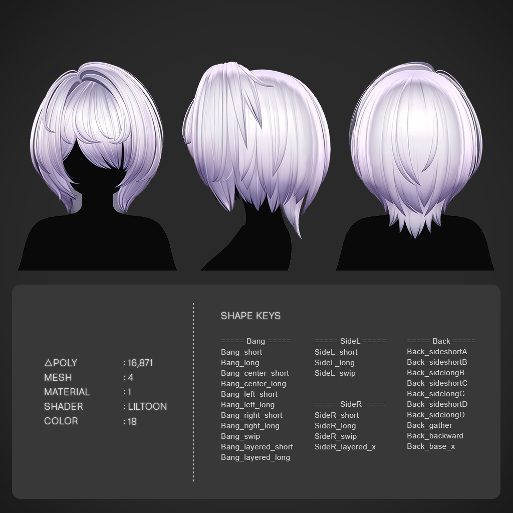 【13 avatars / VRC Hair】Veil Short Hair