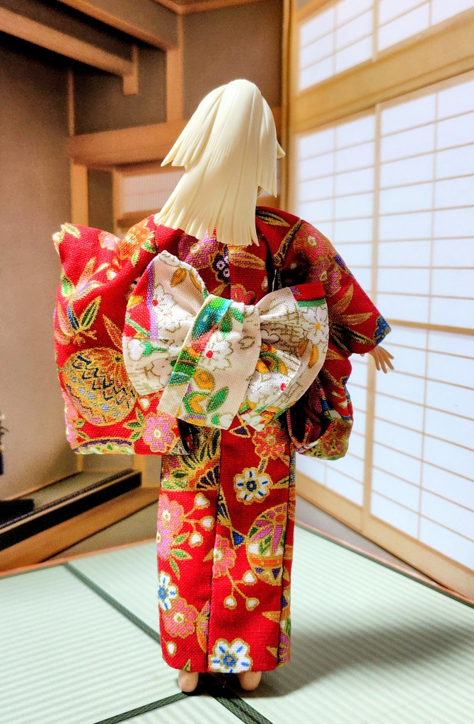 小紋着物 鞠柄赤 布服 メガミデバイス フレームアームズ ガール FA:G 武装神姫 浴衣