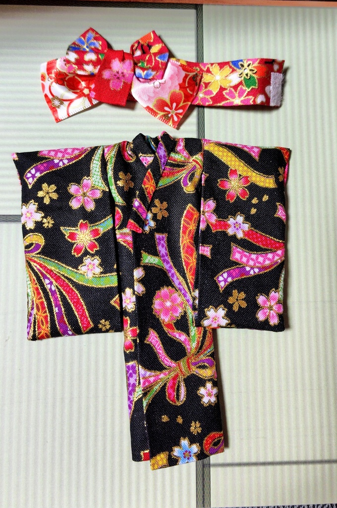 【兎堂】振袖着物 黒 布服 メガミデバイス フレームアームズ ガール FA:G 30ms 武装神姫 ブロッカーズFIORE プリムラ 浴衣