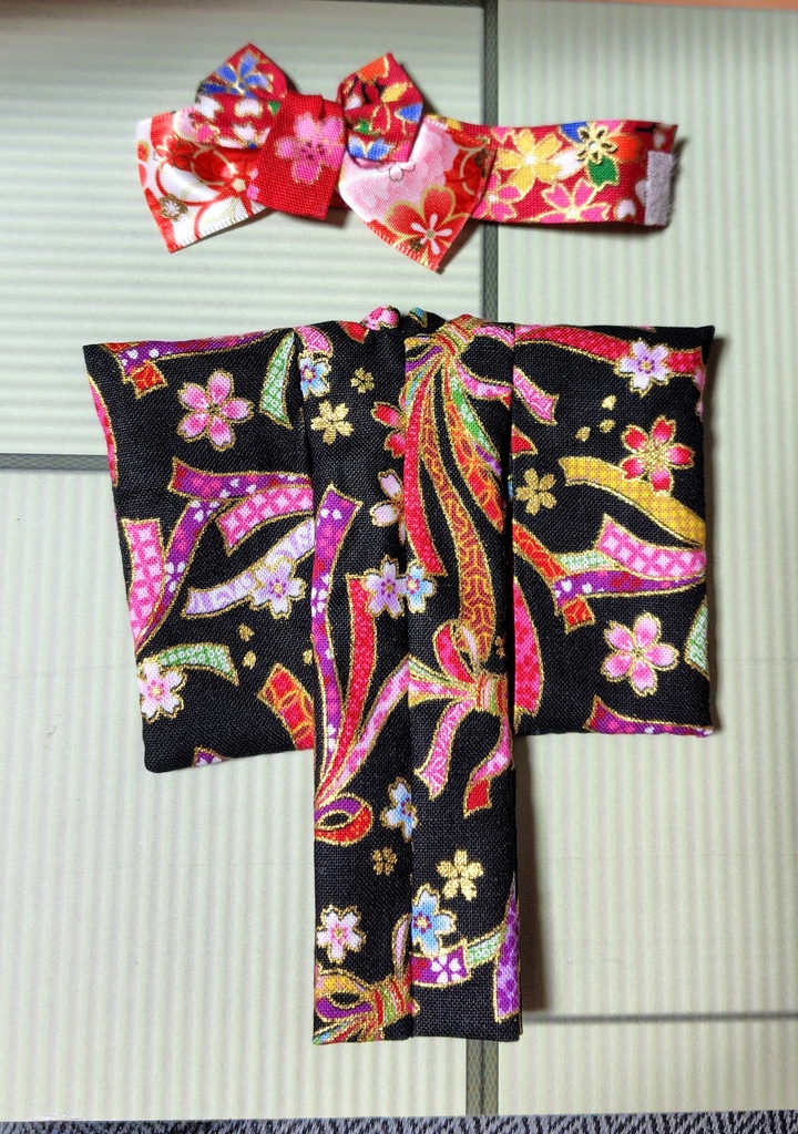 【兎堂】振袖着物 黒 布服 メガミデバイス フレームアームズ ガール FA:G 30ms 武装神姫 ブロッカーズFIORE プリムラ 浴衣