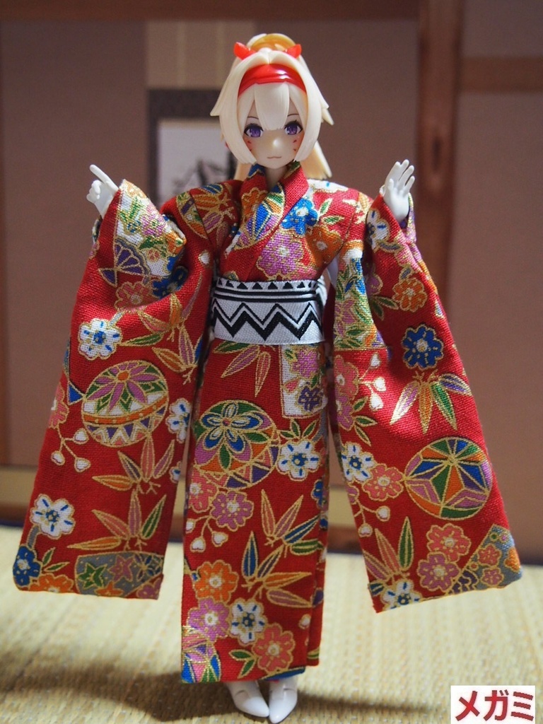 【兎堂】振袖着物 赤 布服 メガミデバイス フレームアームズ ガール FA:G 30ms 武装神姫 ブロッカーズFIORE 浴衣