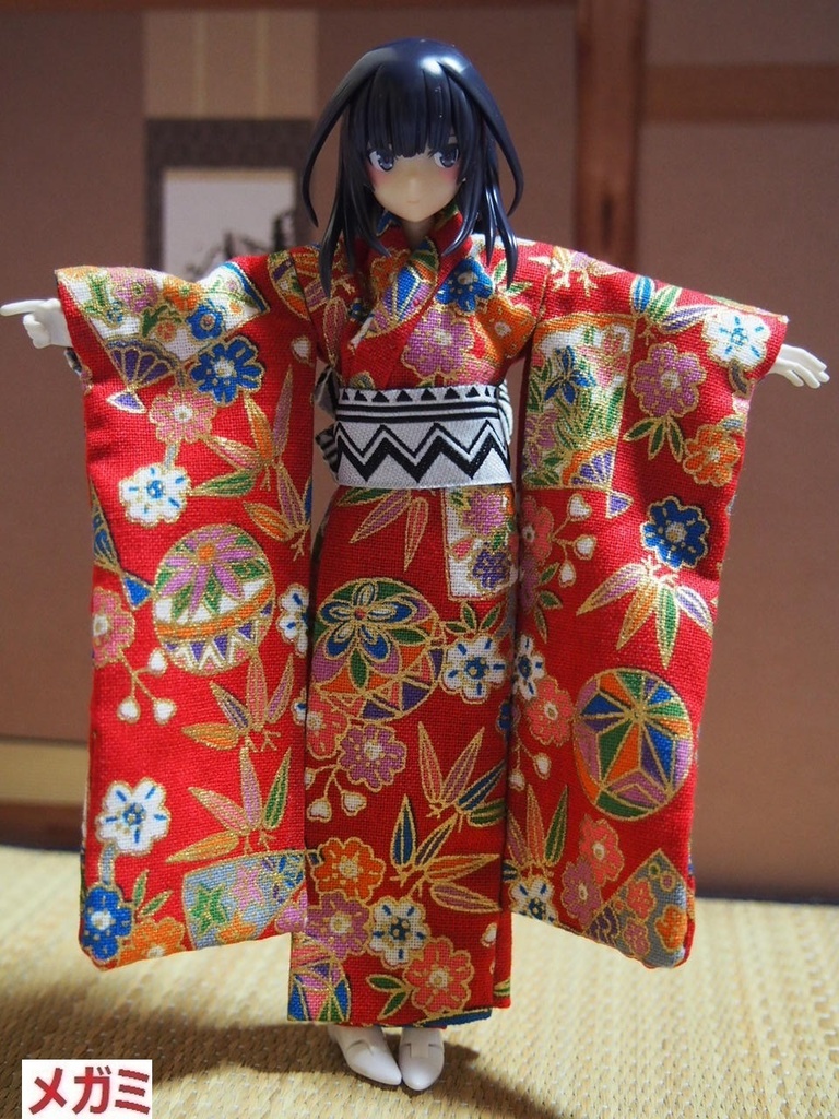 【兎堂】振袖着物 赤 布服 メガミデバイス フレームアームズ ガール FA:G 30ms 武装神姫 ブロッカーズFIORE 浴衣