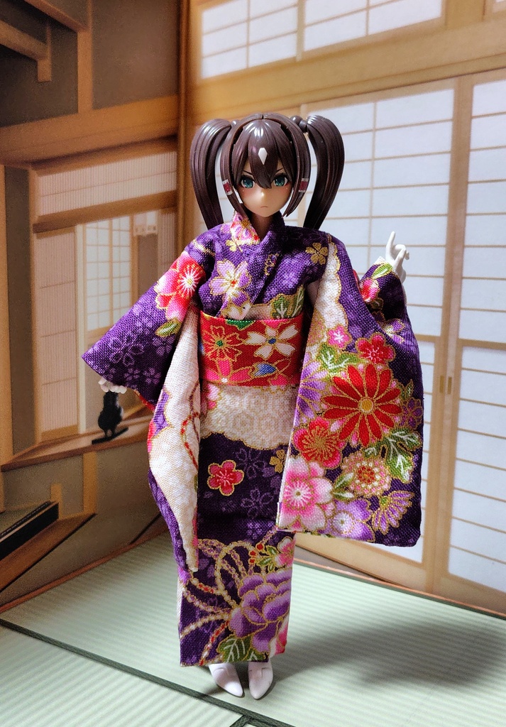 振袖着物 紫色 布服 メガミデバイス フレームアームズ ガール FA:G 30ms 武装神姫 ブロッカーズFIORE 浴衣