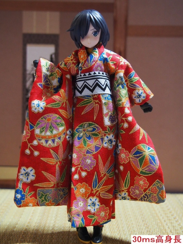 【兎堂】振袖着物 赤 布服 メガミデバイス フレームアームズ ガール FA:G 30ms 武装神姫 ブロッカーズFIORE 浴衣