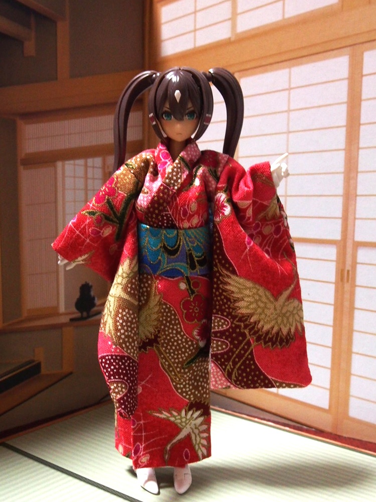 振袖着物 桃鶴 布服 メガミデバイス フレームアームズ ガール FA:G 30ms 武装神姫 ブロッカーズFIORE 浴衣