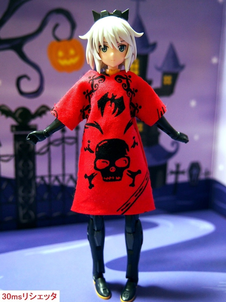 兎堂 ハロウィンワンピース 赤 巨乳対応 布服 メガミデバイス フレームアームズ ガール Fa G 30ms 武装神姫 素材ちゃん 髑髏 十字架 コスプレ 兎堂 Booth