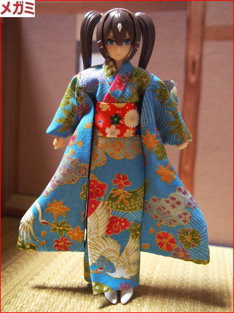振袖着物 鶴水色 布服 メガミデバイス フレームアームズ ガール FA:G 30ms 武装神姫 ブロッカーズFIORE プリムラ 浴衣