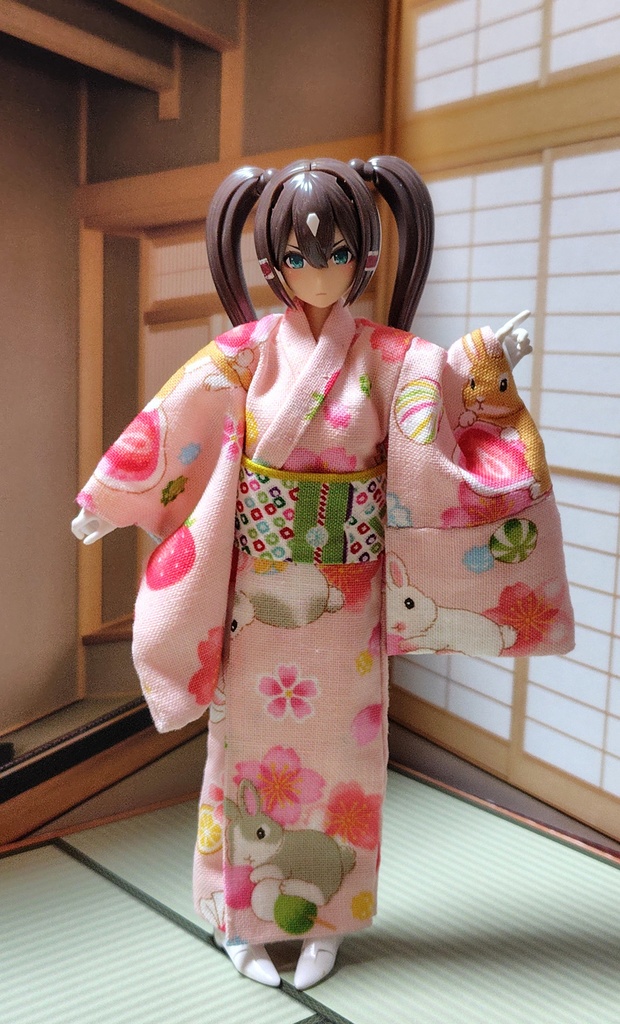 小紋着物 桜兎 布服 メガミデバイス フレームアームズ ガール FA:G 30ms 武装神姫 ブロッカーズFIORE 浴衣