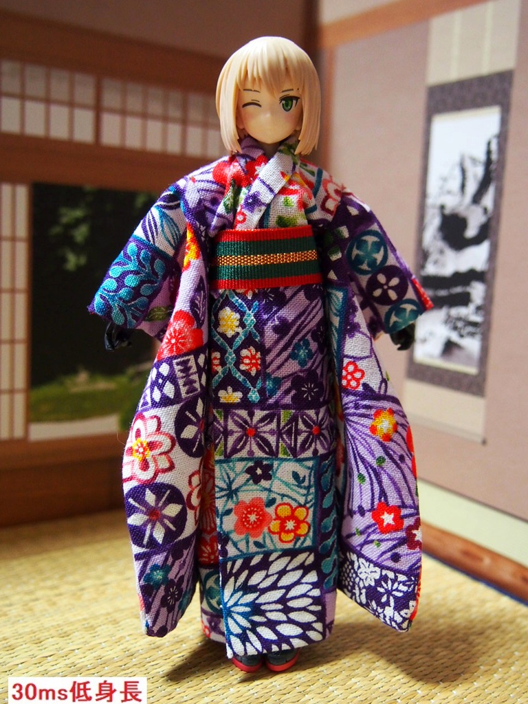 振袖着物 紅型風 布服 メガミデバイス フレームアームズ ガール FA:G 30ms 武装神姫 ブロッカーズFIORE 浴衣