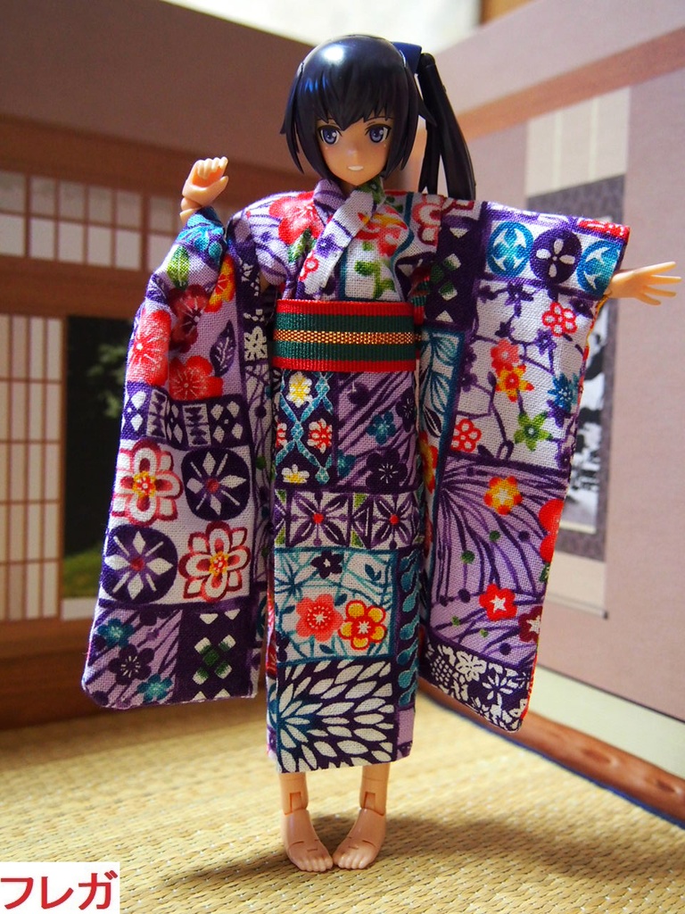 振袖着物 紅型風 布服 メガミデバイス フレームアームズ ガール FA:G 30ms 武装神姫 ブロッカーズFIORE 浴衣