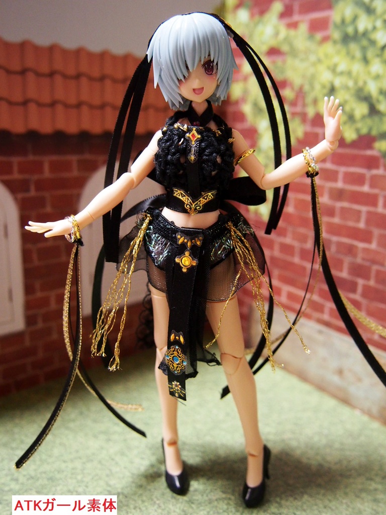 ダンサー衣装 黒① 布服 メガミデバイス フレームアームズ ガール FA:G 30ms 武装神姫 素材ちゃん 踊り子 ドレス 花嫁 アラビアン