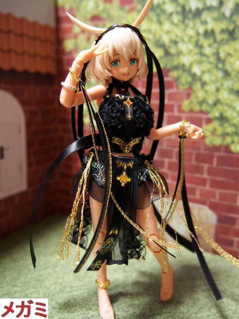 ダンサー衣装 黒① 布服 メガミデバイス フレームアームズ ガール FA:G 30ms 武装神姫 素材ちゃん 踊り子 ドレス 花嫁 アラビアン