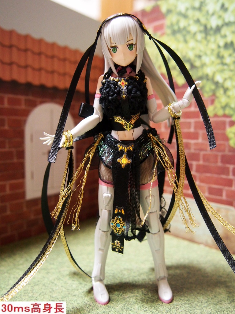 ダンサー衣装 黒① 布服 メガミデバイス フレームアームズ ガール FA:G 30ms 武装神姫 素材ちゃん 踊り子 ドレス 花嫁 アラビアン