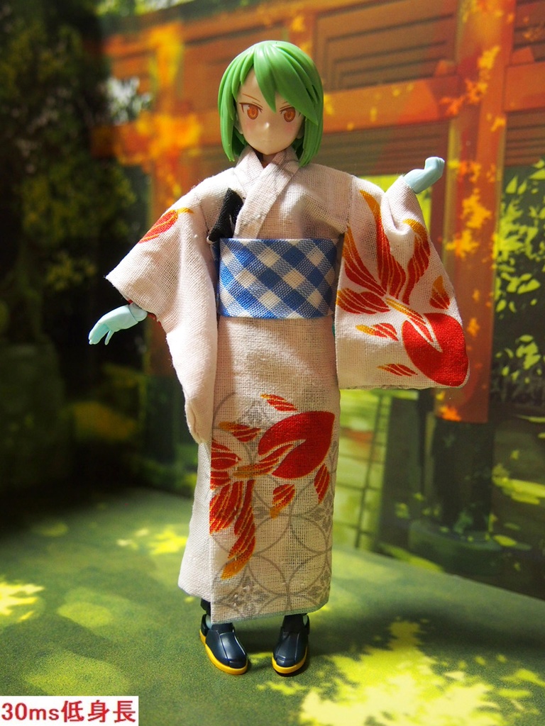小紋浴衣 金魚柄 布服 メガミデバイス 30ms 武装神姫 素材ちゃん 着物 小さめボディ用