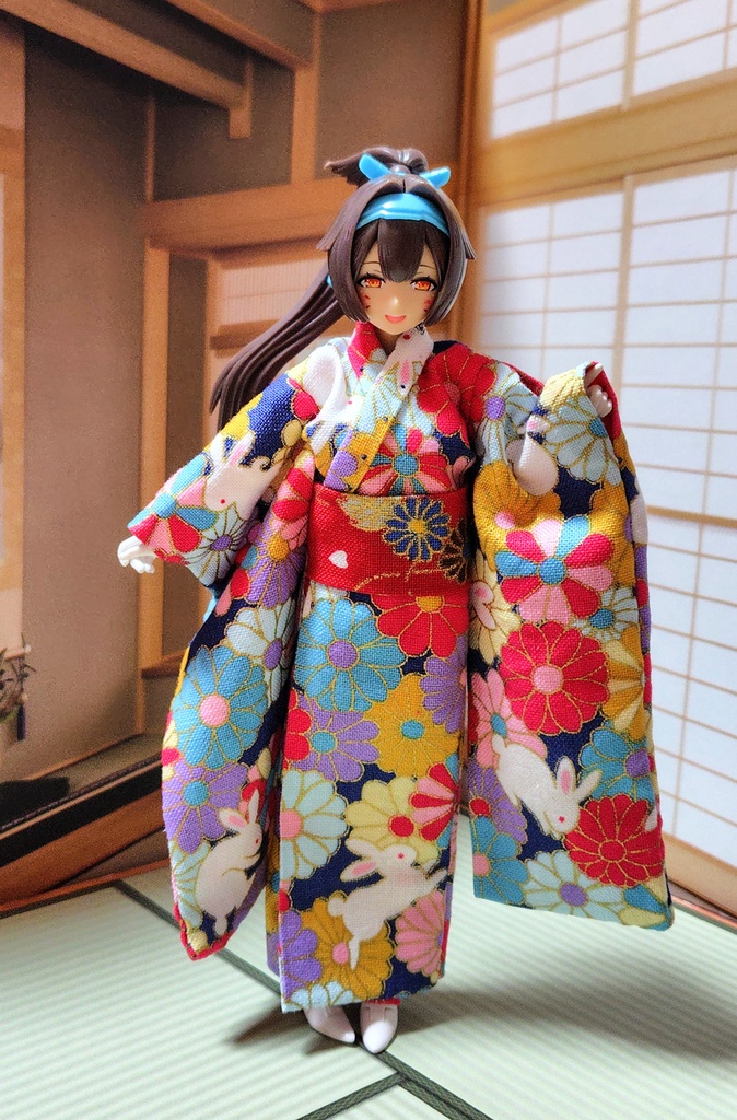 振袖着物 紺兎 布服 メガミデバイス フレームアームズ ガール FA:G 30ms 武装神姫 ブロッカーズFIORE 浴衣