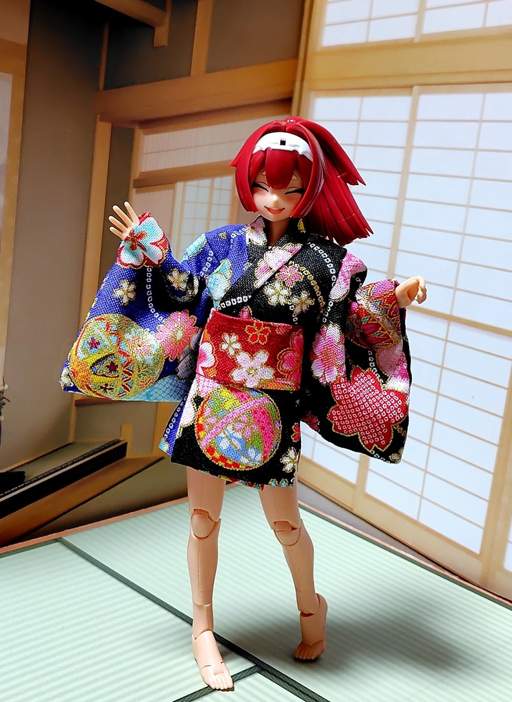  鞠柄ミニ着物　布服 メガミデバイス フレームアームズ ガール FA:G 30ms 武装神姫 ブロッカーズFIORE 浴衣