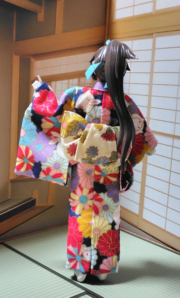 小紋着物 紺兎 布服 メガミデバイス フレームアームズ ガール FA:G 30ms 武装神姫 ブロッカーズFIORE 浴衣