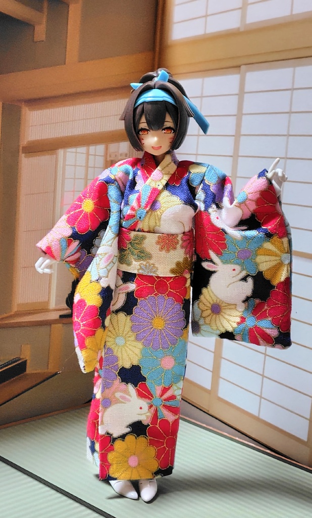 小紋着物 紺兎 布服 メガミデバイス フレームアームズ ガール FA:G 30ms 武装神姫 ブロッカーズFIORE 浴衣