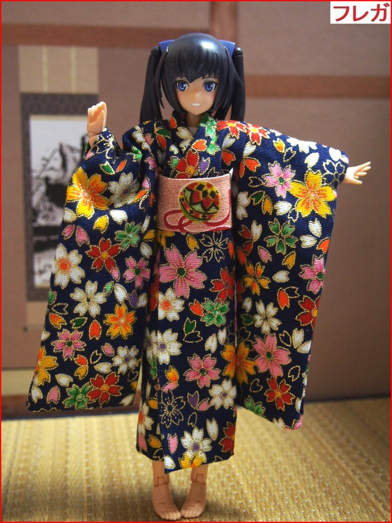 振袖着物 桜紺 布服 メガミデバイス フレームアームズ ガール FA:G 30ms 武装神姫 ブロッカーズFIORE 浴衣