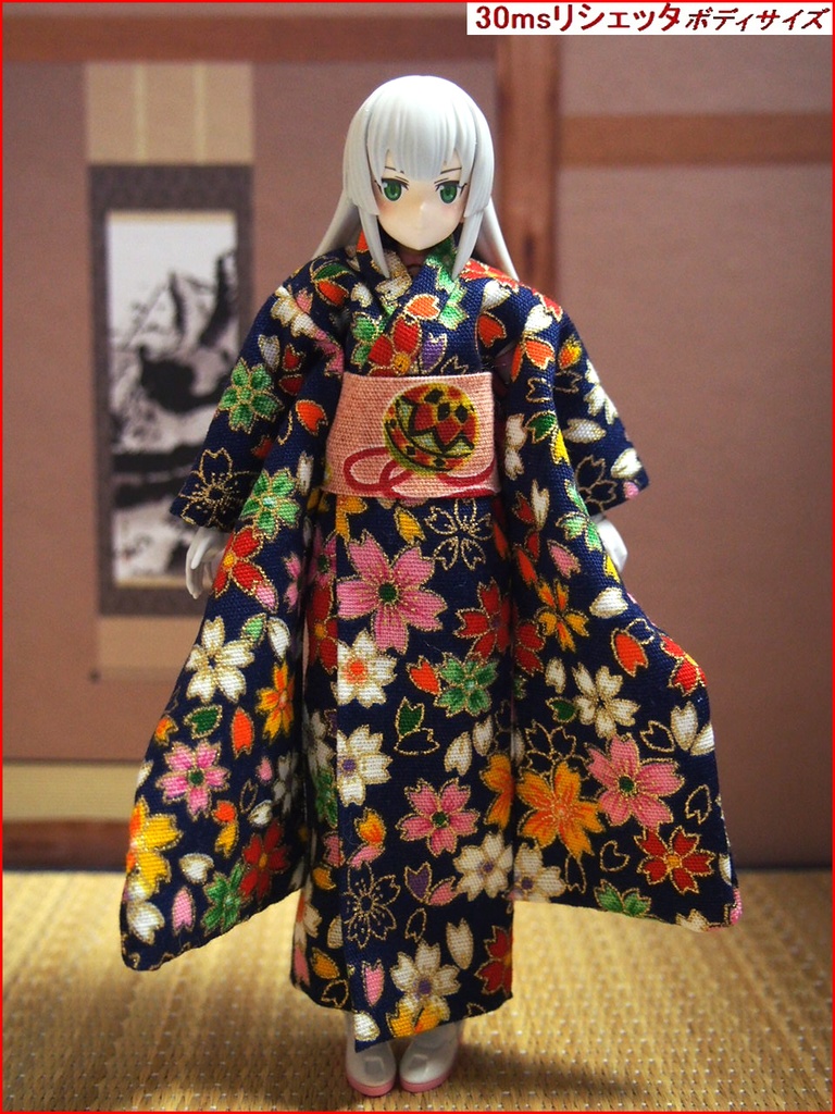 振袖着物 桜紺 布服 メガミデバイス フレームアームズ ガール FA:G 30ms 武装神姫 ブロッカーズFIORE 浴衣