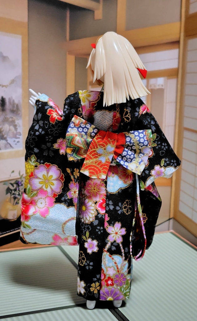 振袖着物 黒 布服 メガミデバイス フレームアームズ ガール FA:G 30ms 武装神姫 ブロッカーズFIORE 浴衣