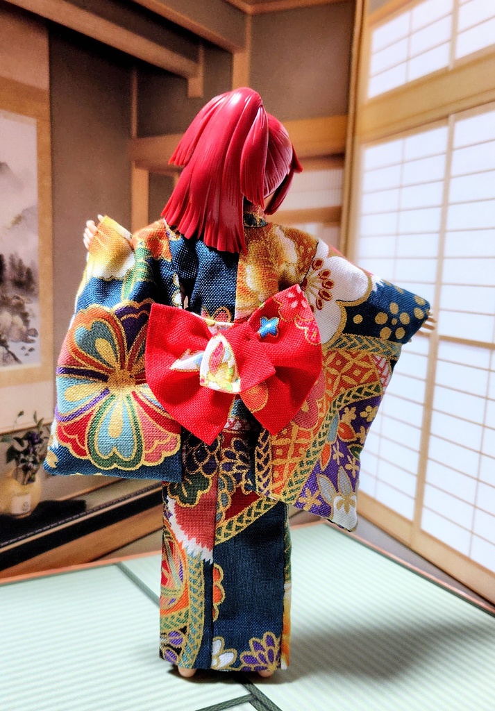 小紋着物 緑 布服 メガミデバイス フレームアームズ ガール FA:G 30ms 武装神姫 ブロッカーズFIORE 浴衣