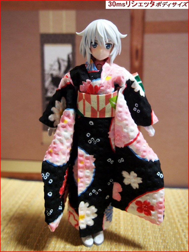 振袖着物 黒 布服 メガミデバイス フレームアームズ ガール FA:G 30ms 武装神姫 ブロッカーズFIORE 浴衣