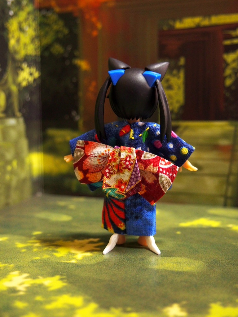 和風ドレスSサイズ 花火柄青 デスクトップ アーミー DESKTOP ARMY DTA ガシャポンクエスト 布服 浴衣 着物